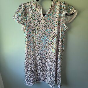 Crewcuts Pink and Blue Sheath Dress with Flutter Cap Sleeves